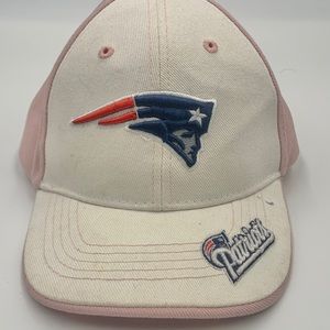 Pink and White New England Patriots Hat, Cap e”Embroidered Raised Logo Kids Size